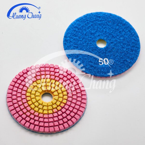 Almofadas de polimento de diamante para pedra úmida de 4 polegadas e duas cores para granito/mármore HC-SPP-0002-4