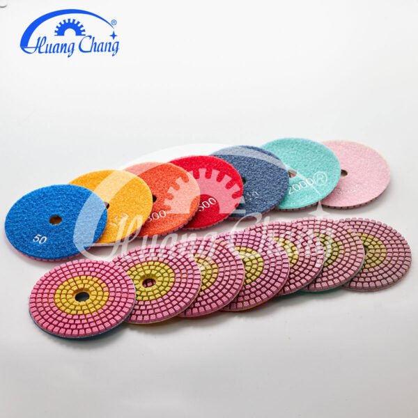 Almofadas de polimento de diamante para pedra úmida de 3 polegadas e duas cores para granito/mármore hc spp 0002 3